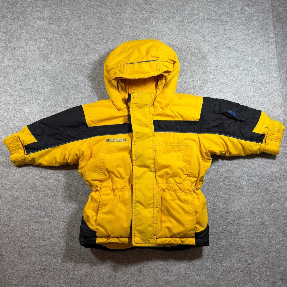 Columbia Winter Coat Toddler 3T Yellow Black Hooded Insulated Outdoor Boys